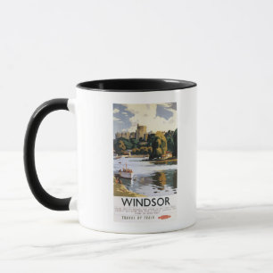 Britische Eisenbahn Windsor Castle Thames Poster Tasse