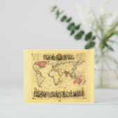 britische Empire Map (ca. 1850) Postkarte (Stehend Vorderseite)