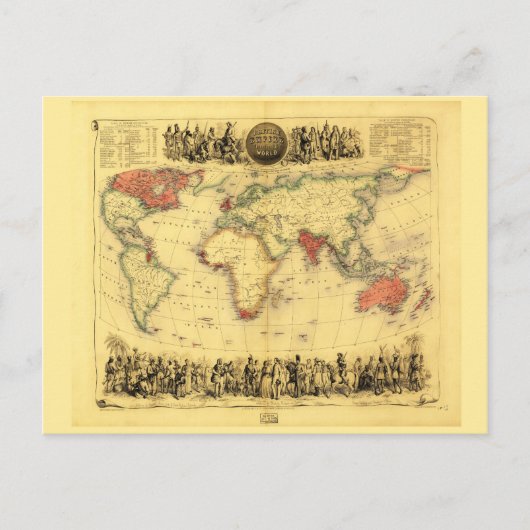 britische Empire Map (ca. 1850) Postkarte (Vorderseite)