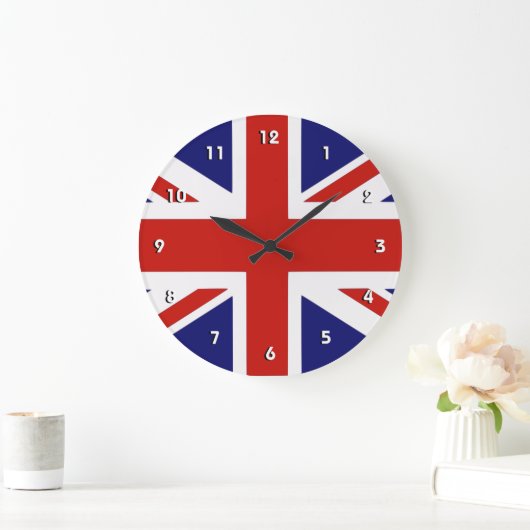 Britische Fahnenzeituhr mit Zahlen Große Wanduhr (Zuhause)