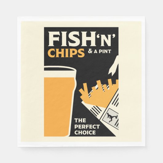 Britische Fische und Chips Serviette (Vorderseite)