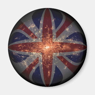 BRITISCHE Fisheye Flagge über London nachts Magnet
