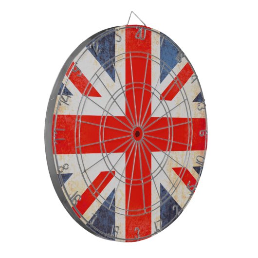 Britische Flagge - altes Dartboard Dartscheibe (Vorderseite Links)