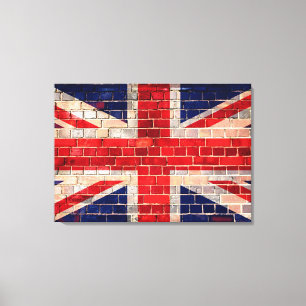 Britische Flagge an einer Ziegelmauer Leinwanddruck