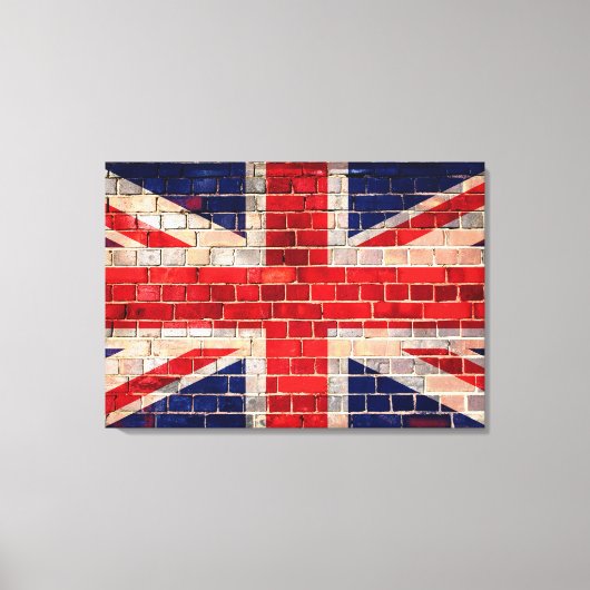 Britische Flagge an einer Ziegelmauer Leinwanddruck (Vorderseite)
