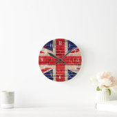 Britische Flagge an einer Ziegelmauer Runde Wanduhr (Zuhause)