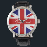 Britische Flagge Armbanduhr<br><div class="desc">Britische Flagge | Union Jack-Uhr-Druck. Anpassbar mit eigenem Text oder Namen. Die billigste Geschenkidee für Großbritanniens nationale und königliche Veranstaltungen. Englische Fahnen Farben; rot weiß und blau.</div>