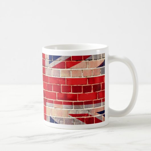 BRITISCHE Flagge auf einer Backsteinmauer Kaffeetasse (Rechts)