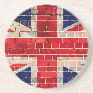 Britische Flagge auf einer Ziegelmauer Sandstein Untersetzer