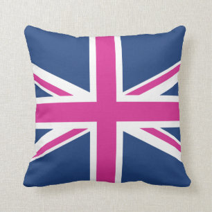 Britische Flagge - Blau u. Rosa Kissen