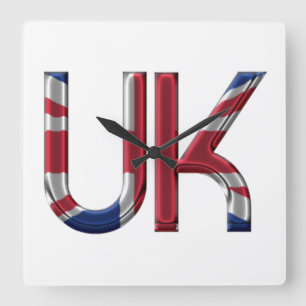 Britische Flagge-Elegant Quadratische Wanduhr
