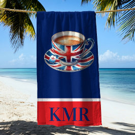 Britische Flagge Englisch Teacup Monogram Strandtuch
