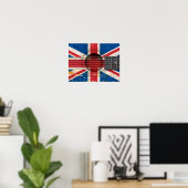 Britische Flagge für alte akustische Gitarre Poster (Heimbüro)