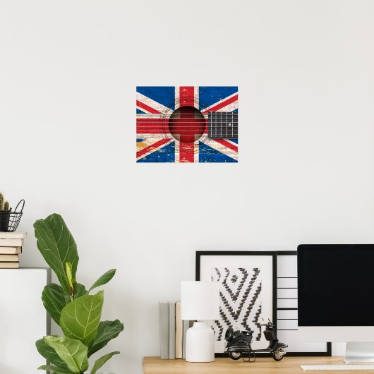 Britische Flagge für alte akustische Gitarre Poster (Heimbüro)
