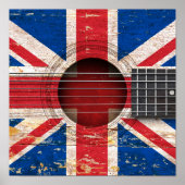 Britische Flagge für alte akustische Gitarre Poster (Vorne)