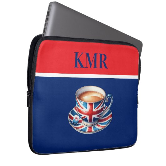 Britische Flagge für englisches Teacup Laptopschutzhülle (Vorne Rechts)