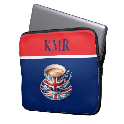 Britische Flagge für englisches Teacup Laptopschutzhülle (Vorderseite Links)