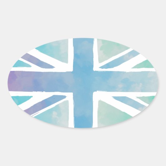 Britische Flagge für niedliches Wasser Ovaler Aufkleber (Vorderseite)