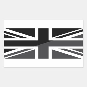 Britische Flagge für Schwarz und Grau Rechteckiger Aufkleber