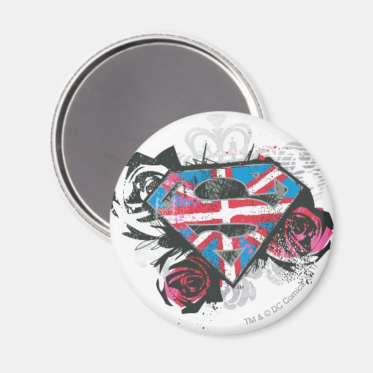 Britische Flagge für Supergirl und Rose Magnet (Vorderseite/Rückseite)