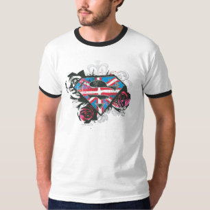 Britische Flagge für Supergirl und Rose T-Shirt