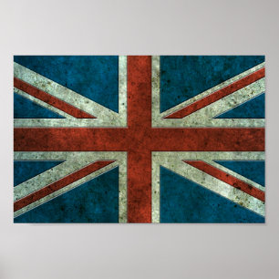 Britische Flagge gealterter Stahleffekt Poster
