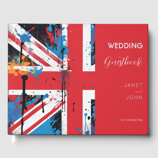 Britische Flagge Graffiti Wedding Gästebuch (Vorderseite)