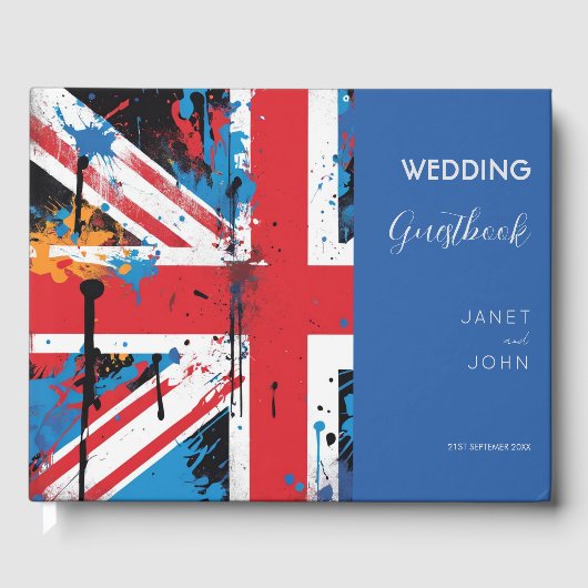 Britische Flagge Graffiti Wedding Gästebuch (Vorderseite)