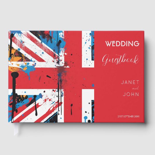 Britische Flagge Graffiti Wedding Gästebuch (Vorderseite)