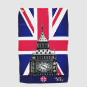 Britische Flagge & Großbritannien mit Monogramm /g Golfhandtuch (Vorderseite)