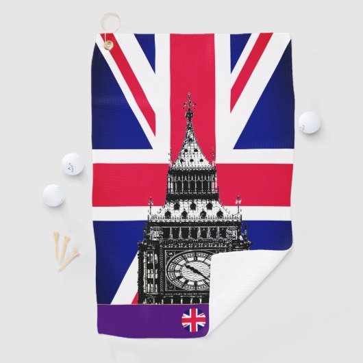 Britische Flagge & Großbritannien mit Monogramm /g Golfhandtuch (Insitu)
