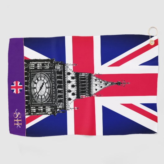 Britische Flagge & Großbritannien mit Monogramm /g Golfhandtuch (Horizontal)