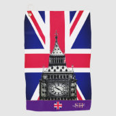 Britische Flagge & Großbritannien mit Monogramm /g Golfhandtuch (Vorderseite)