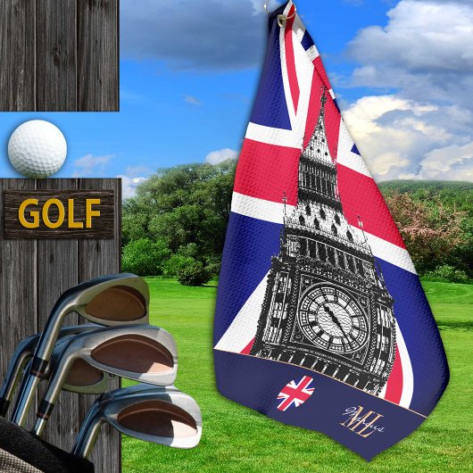 Britische Flagge & Großbritannien mit Monogramm /g Golfhandtuch