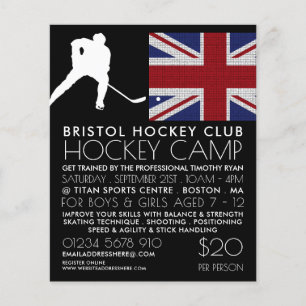 Britische Flagge, Hockey-Spieler, Campingwerbung Flyer