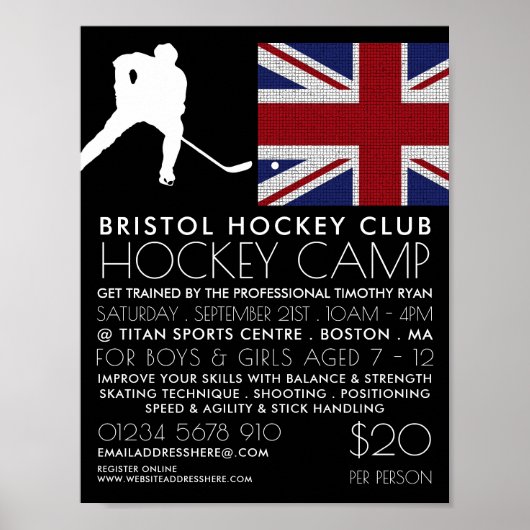 Britische Flagge, Hockey-Spieler, Campingwerbung Poster (Vorne)