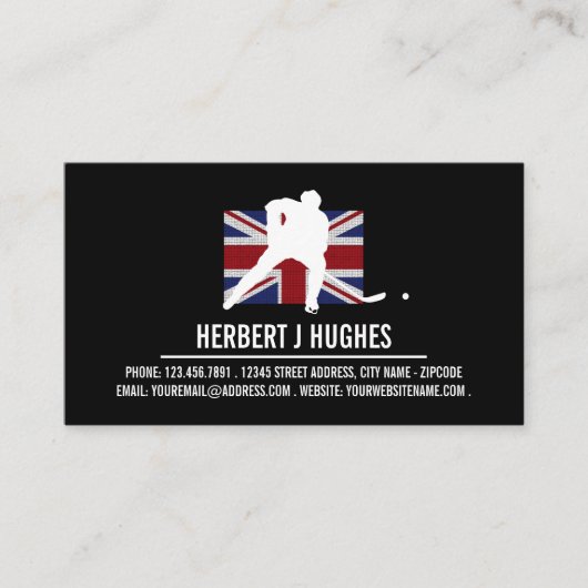 Britische Flagge, Hockey-Spieler, Hockey-Coach-Fot Visitenkarte (Vorderseite)
