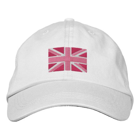 Britische Flagge in Rosa Bestickte Kappe (Vorderseite)