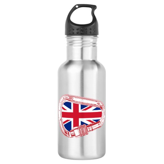 Britische Flagge Kletterer Carabiner Edelstahlflasche (Vorderseite)