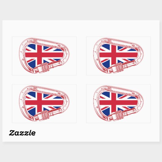 Britische Flagge Kletterer Carabiner Rechteckiger Aufkleber (Blatt)