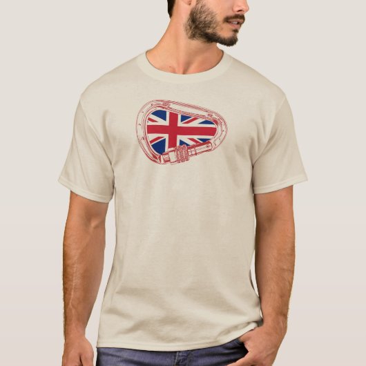 Britische Flagge Kletterer Carabiner T-Shirt (Vorderseite)