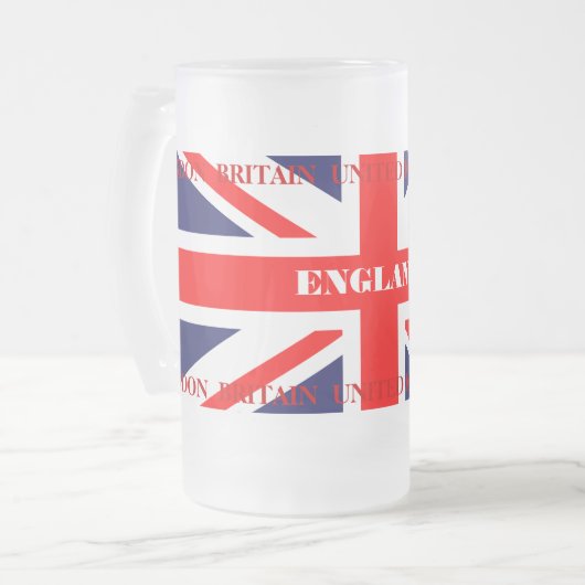Britische Flagge Mattglas Bierglas (Vorderseite Links)