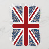 Britische Flagge mit blauem Cheetah-Druck Einladung (Vorne/Hinten)