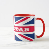 Britische Flagge mit mutigem Text Gibraltars