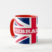 Britische Flagge mit mutigem Text Gibraltars Tasse (Vorderseite Links)