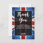 Britische Flagge Rot-Weiß Glitzern elegante Sweet Dankeskarte (Vorderseite)