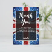 Britische Flagge Rot-Weiß Glitzern elegante Sweet Dankeskarte (Stehend Vorderseite)