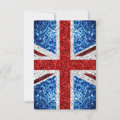 Britische Flagge Rot-Weiß Glitzern elegante Sweet Dankeskarte (Rückseite)