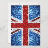 Britische Flagge Rot-Weiß Glitzern elegante Sweet Einladung (Rückseite)