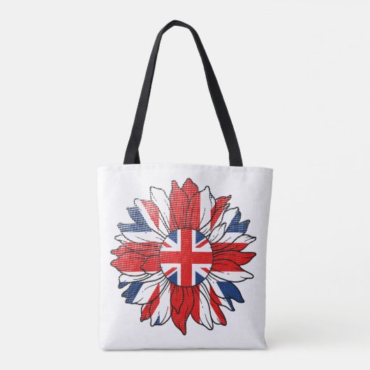 Britische Flagge Sonnenblume Distressed Design Dam Tasche (Rückseite)
